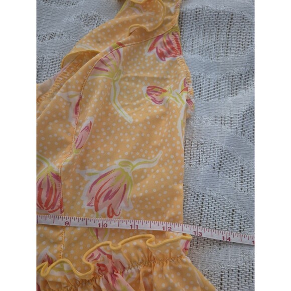 MENTIONABLES x Karlie Rae Lang Teddy Bodysuit Size Medium Yellow Floral Ruffle - Picture 7 of 7